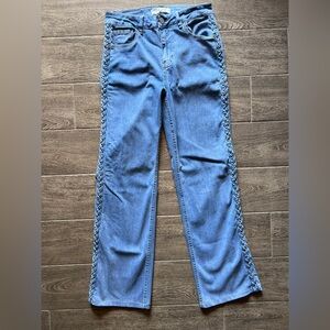 Charlie B Braided Side Detail Jeans Size 6 Light Wash Straight Leg